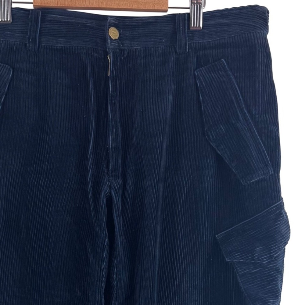 Kith Mercer Cargo Pants Mens 32 Navy Blue Corduroy Tapered KH6157